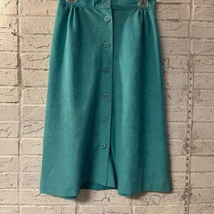 Vintage Turquoise Button-Front A-Line Skirt – Size 13/14